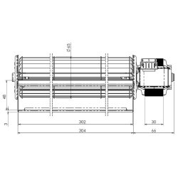 Konvektionsbl�ser: Fan � 65mm, l�ngde 300mm, total l�ngde 370mm, dyse �bning 304 x 48mm 