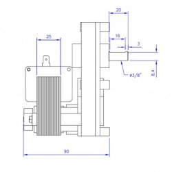 Sneglemotor 1,5 RPM / min. aksel � 9,5mm, rotation: clock wise, 230V, med encoder