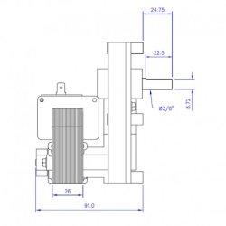 Sneglemotor 2 RPM / min. aksel � 9,5mm, rotation: clock wise, 230V