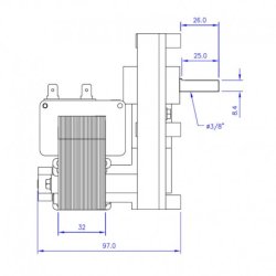 Sneglemotor 2 RPM / min. aksel � 9,5mm, rotation: clock wise, 230V